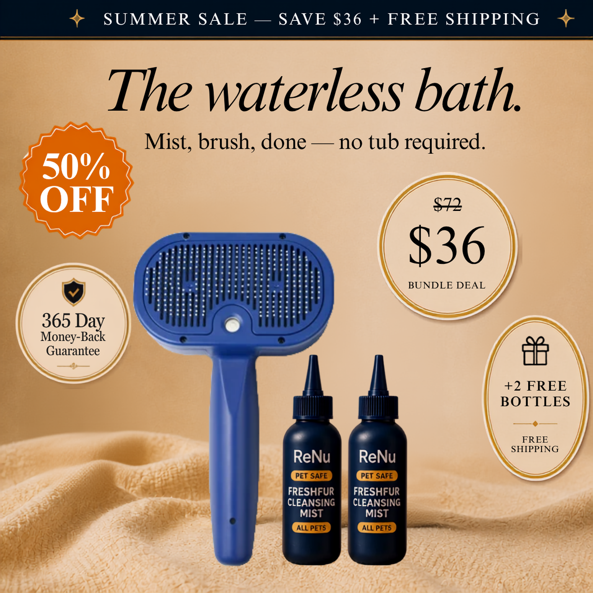 ReNu FreshFur Cool Mist Bonding™ Brush + Cleansing Mist Set