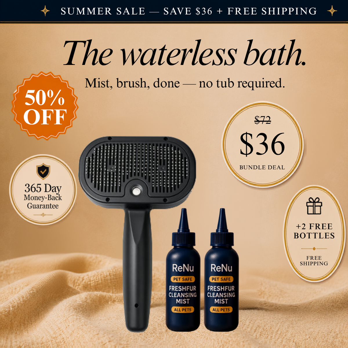 ReNu FreshFur Cool Mist Bonding™ Brush + Cleansing Mist Set