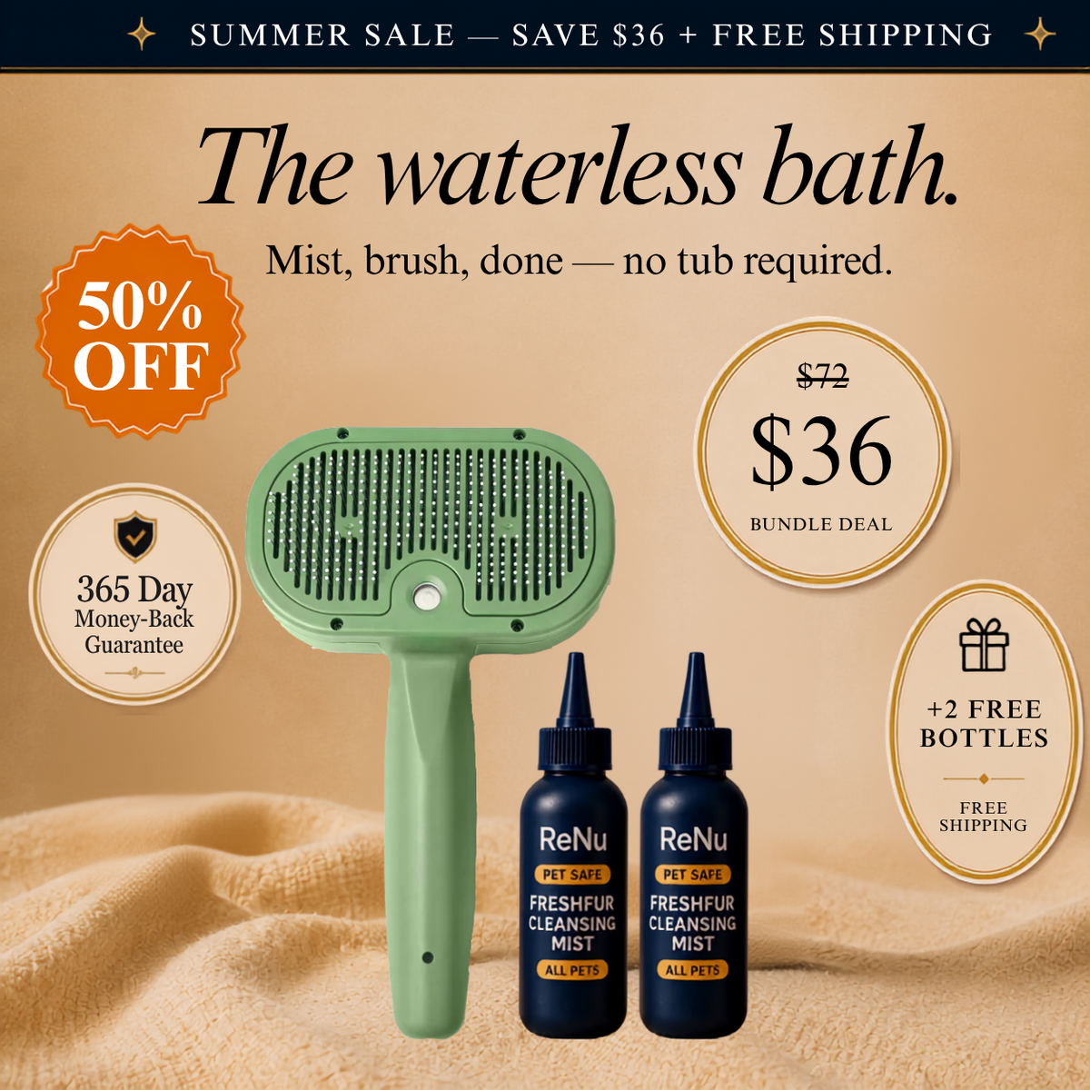 ReNu FreshFur Cool Mist Bonding™ Brush + Cleansing Mist Set