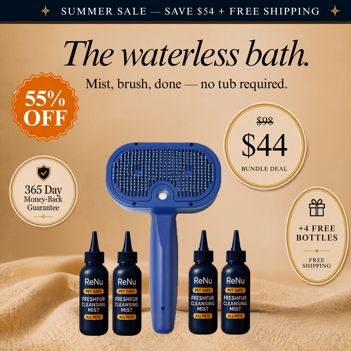 ReNu FreshFur Cool Mist Bonding™ Brush + Cleansing Mist Set