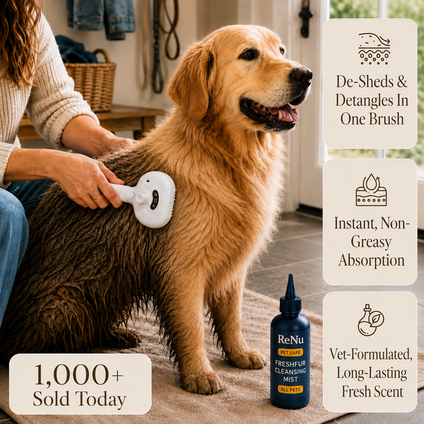 ReNu FreshFur Shower Brush + Cleansing Mist