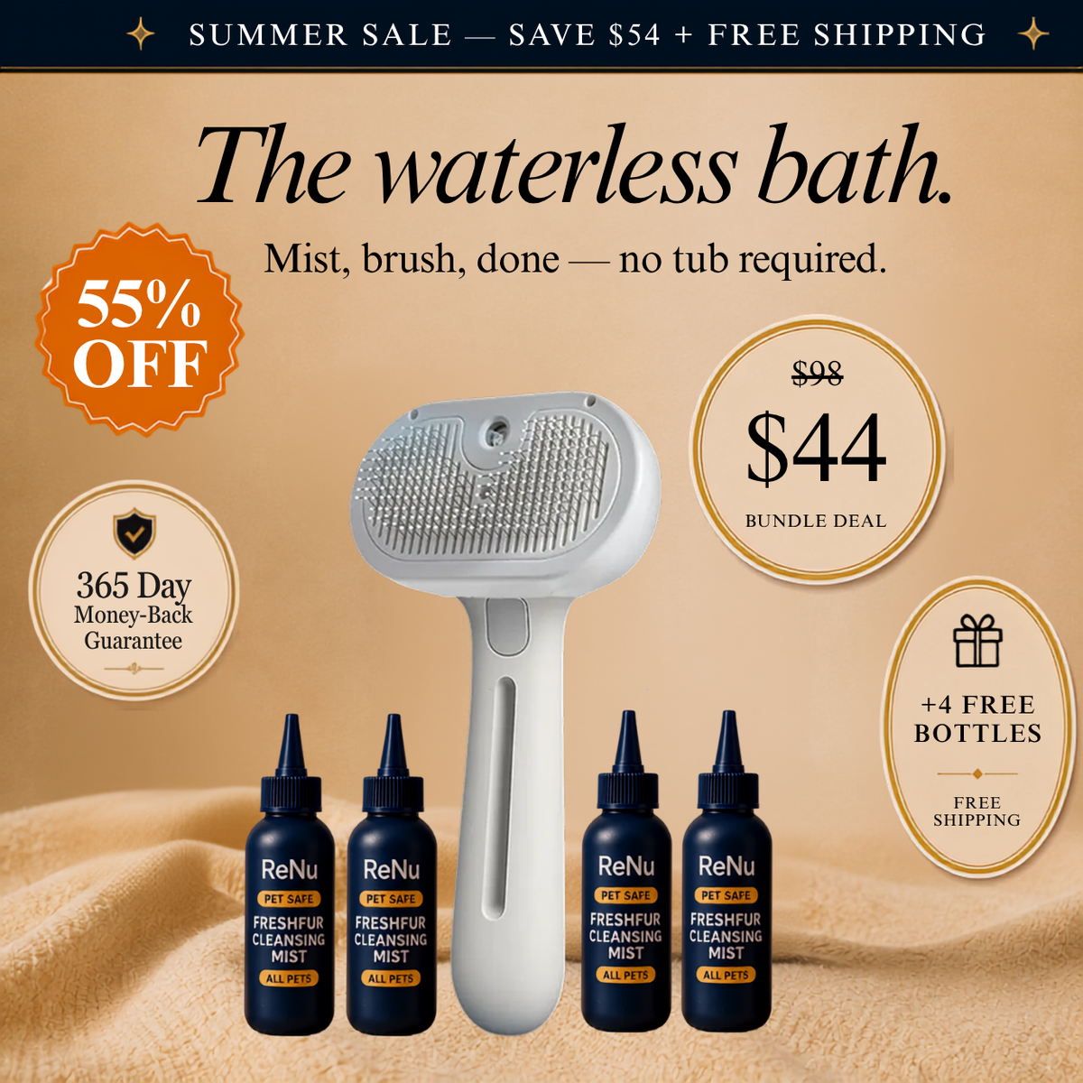 ReNu FreshFur Cool Mist Bonding™ Brush + Cleansing Mist Set